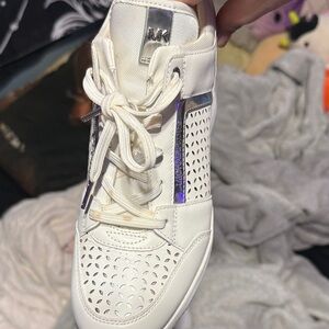 Michael Kors White Perforated Sneakers